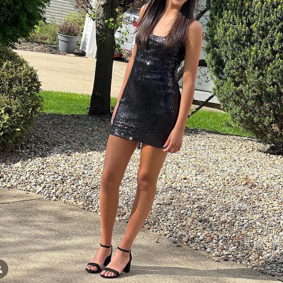B Darlin Dresses & Skirts - Sequent Black Mini Dress Size 7/8 - Worn to Homecoming